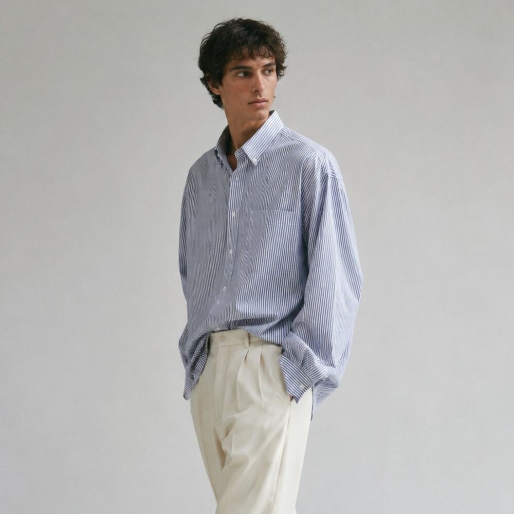 Brooks Brothers Classic Blue/White Shirt Men 19-37 Striped Button-up Long Sleeve